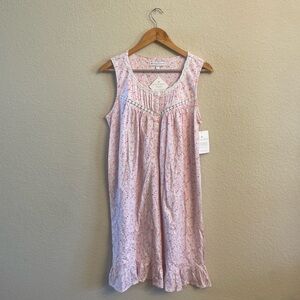 NEW EILEEN WEST Pink Floral Sleeveless Nightgown with Lace